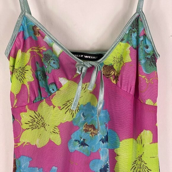 TallyWeijl Tropical Floral Spaghetti Strap Pink Mini Sundress Petite XS XXS - Picture 6 of 9